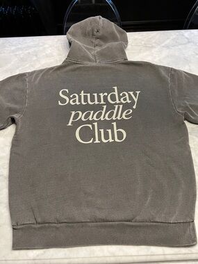 KTCHN Saturday Paddle Club pullover hoodie sweatshirt. Pickleball. Mens L. Grey